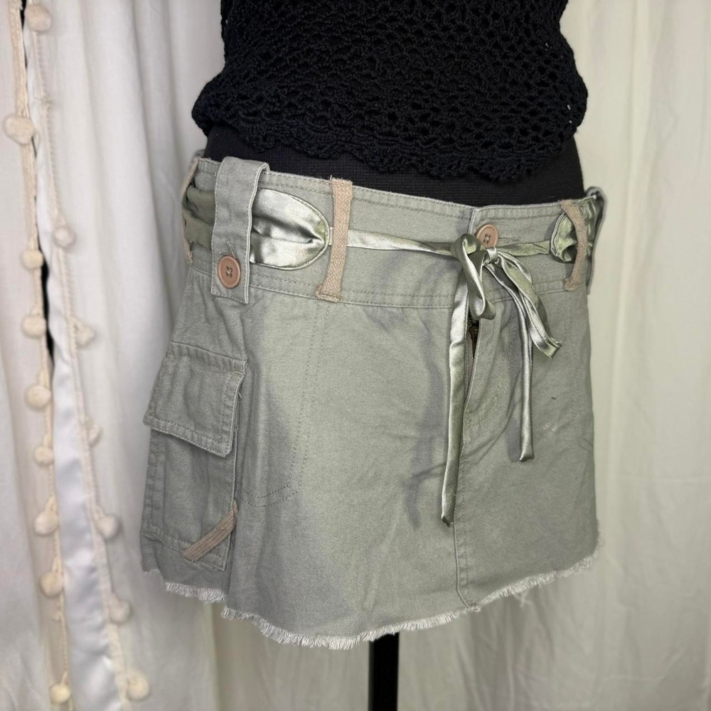 Steve & Barry's Size S Y2K Olive Cargo Micro Skirt